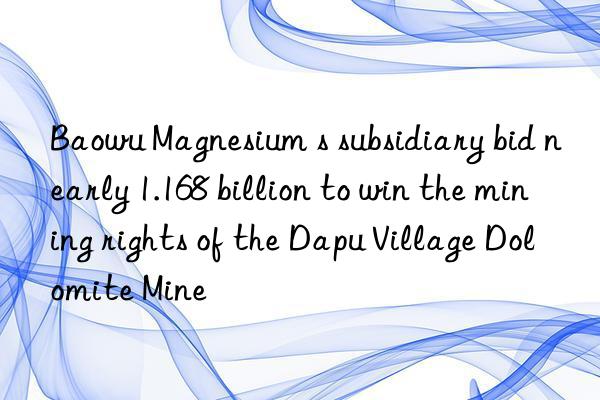 Baowu Magnesium s subsidiary bid nearly 1.168 billion to win the mining rights of the Dapu Village Dolomite Mine