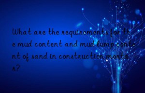 What are the requirements for the mud content and mud lump content of sand in construction mortar?